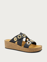 Ciabatte platform in pelle con occhielli - Nero | FRAU
