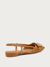 Suede slingbacks with raffia-covered buckle - Rye | FRAU