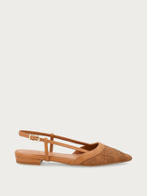 Herringbone-effect raffia slingbacks - Caramel | FRAU