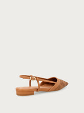 Herringbone-effect raffia slingbacks - Caramel | FRAU