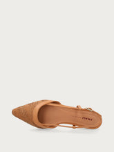 Herringbone-effect raffia slingbacks - Caramel | FRAU