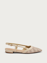 Herringbone-effect raffia slingbacks - Cream | FRAU