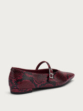 Snake-print leather pointed-toe ballet flats - Bordeaux | FRAU