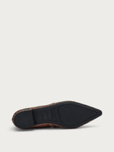 Snake-print leather pointed-toe ballet flats - Coffee | FRAU