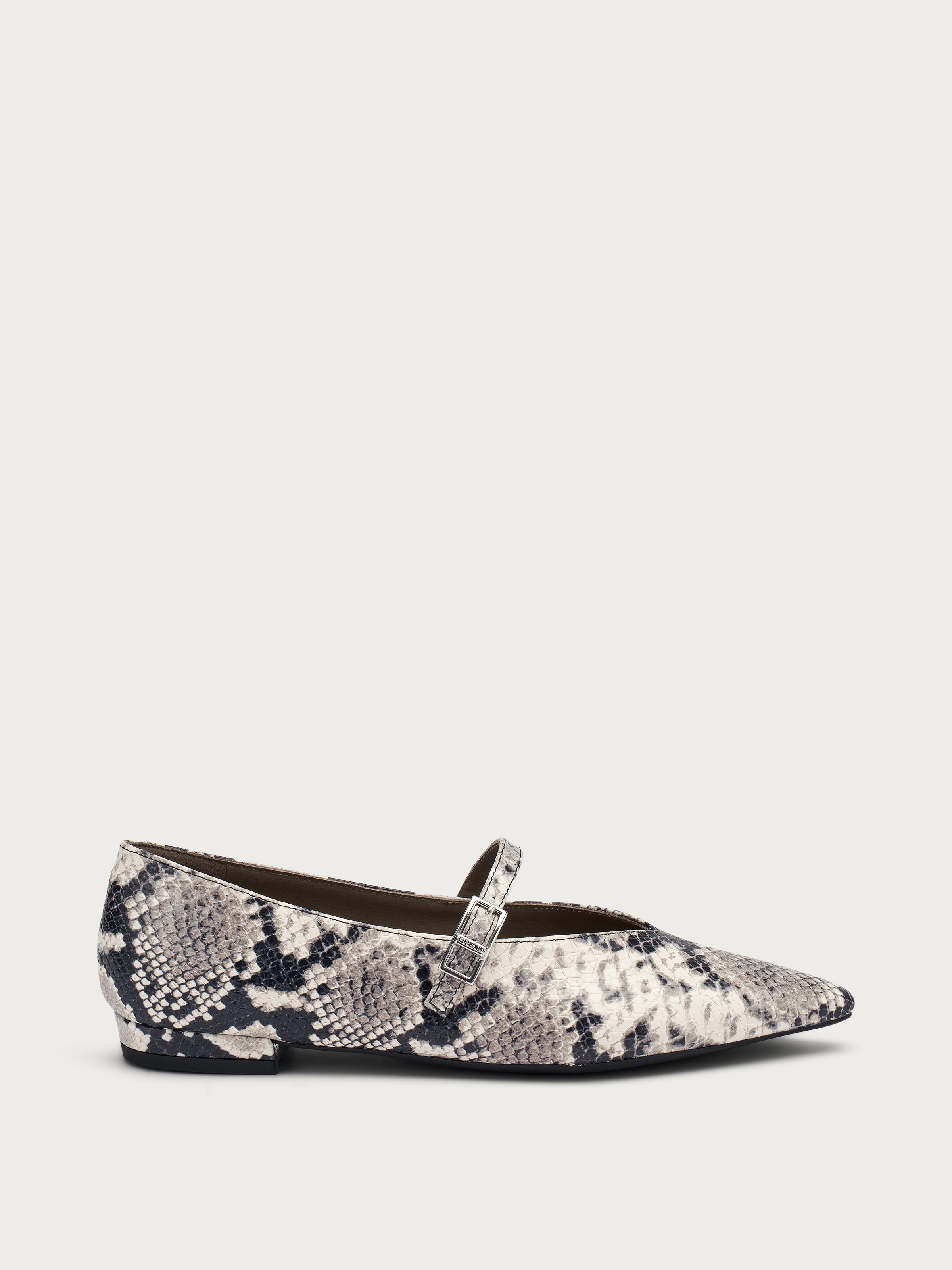 Snake-print leather pointed-toe ballet flats FRAU