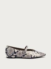 Snake-print leather pointed-toe ballet flats - Rock | FRAU