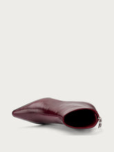 Heeled ankle boots in creased-effect shiny leather - Bordeaux | FRAU