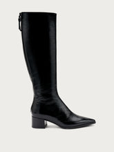 Heeled boots in shiny creased-effect leather - Black | FRAU