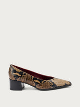 Snake-print leather Almond-Cut pumps - Taupe | FRAU