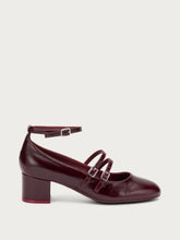 Creased-effect polished leather Mary Janes with straps - Bordeaux | FRAU