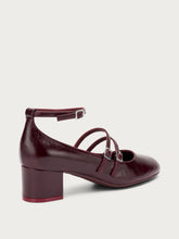 Creased-effect polished leather Mary Janes with straps - Bordeaux | FRAU