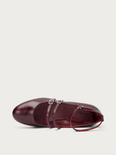 Creased-effect polished leather Mary Janes with straps - Bordeaux | FRAU