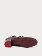 Creased-effect polished leather Mary Janes with straps - Bordeaux | FRAU