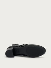 Creased-effect polished leather Mary Janes with straps - Black | FRAU