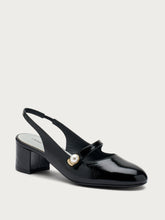 Slingback in vernice con perla - Nero | FRAU