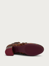 Snake-print leather Mary Janes with straps - Coffee | FRAU