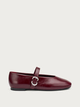 Creased semi-polished leather ballet flats - Bordeaux | FRAU