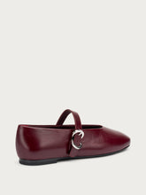 Creased semi-polished leather ballet flats - Bordeaux | FRAU