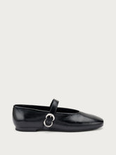 Creased semi-polished leather ballet flats - Black | FRAU
