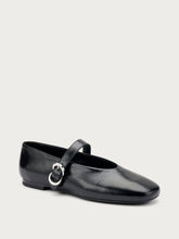 Creased semi-polished leather ballet flats - Black | FRAU