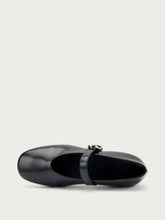 Creased semi-polished leather ballet flats - Black | FRAU