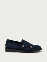 Suede double-buckle loafers - Blue | FRAU