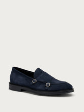 Suede double-buckle loafers - Blue | FRAU
