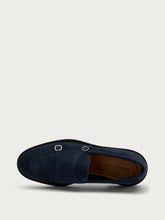 Suede double-buckle loafers - Blue | FRAU