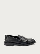 Leather double-buckle loafers - Black | FRAU
