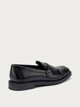 Leather double-buckle loafers - Black | FRAU