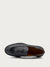 Elegant woven leather moccasins - Black | FRAU