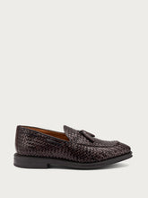 Elegant woven leather moccasins - Dark Brown | FRAU