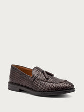 Elegant woven leather moccasins - Dark Brown | FRAU