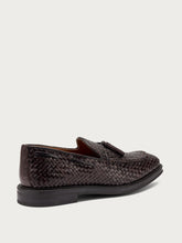 Elegant woven leather moccasins - Dark Brown | FRAU