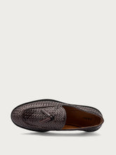 Elegant woven leather moccasins - Dark Brown | FRAU