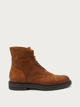 Vintage-effect leather combat boots - Corn | FRAU