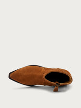 Suede Texan ankle boots with studs - Light tan | FRAU