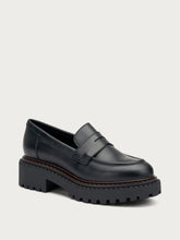 Leather loafers with double welt sole - Black | FRAU