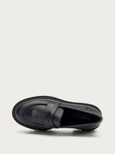 Leather loafers with double welt sole - Black | FRAU