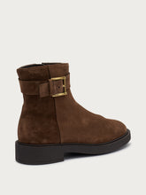 Suede ankle boots with buckle - Cocoa | FRAU