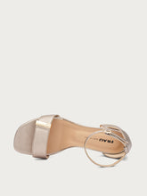 Sandalo in pelle laminata con tacco - Bronzo | FRAU