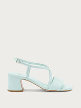 Sandalo in pelle con cinturini a incrocio - Acqua | FRAU