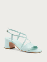 Sandalo in pelle con cinturini a incrocio - Acqua | FRAU