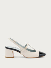 Two-tone T-bar heeled shoes - Black Cream | FRAU