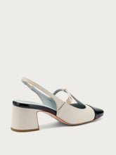 Two-tone T-bar heeled shoes - Black Cream | FRAU