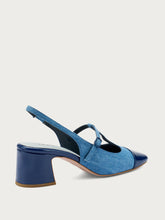 Denim T-bar heeled shoes - Sky Navy | FRAU