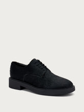 Ponyhair-effect leather lace-ups - Black | FRAU