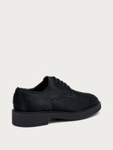 Ponyhair-effect leather lace-ups - Black | FRAU