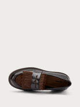 Bi-material loafers with fringing - Dark Brown | FRAU