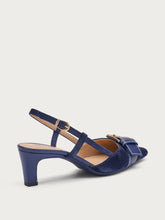 Slingback aus Veloursleder mit Schnalle - Marineblau | FRAU